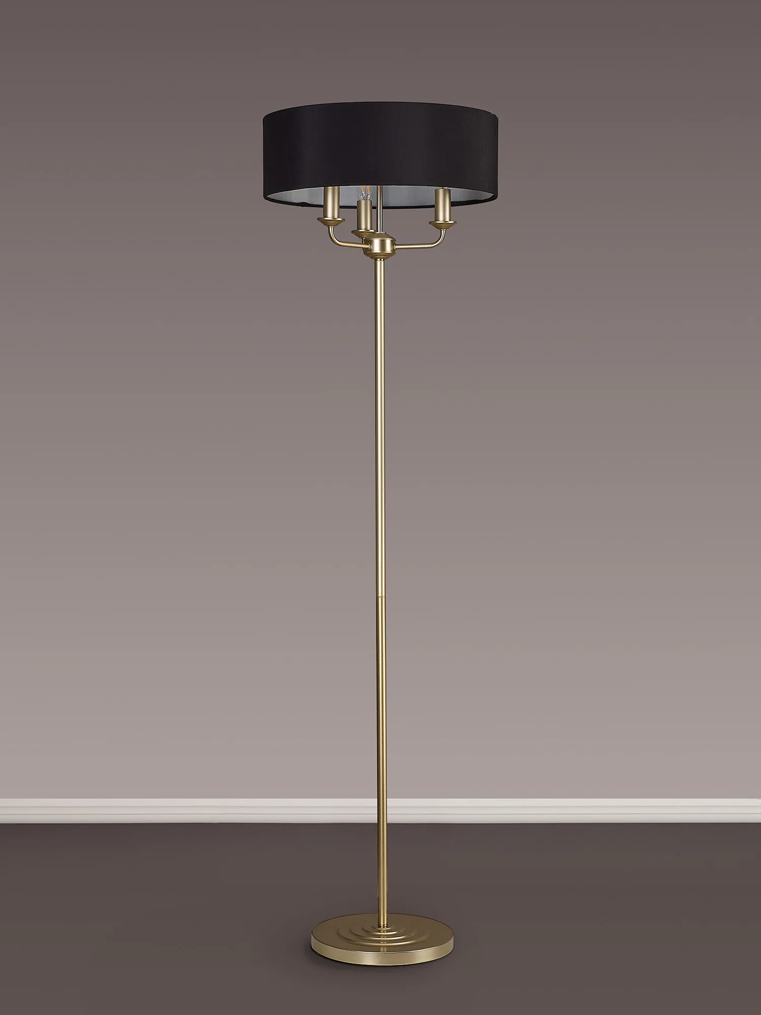 Banyan 45cm 3 Light Floor Lamp Champagne Gold, Black DK0989  Deco Banyan CG BL